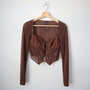 Corset Style Top with Mesh and Lace Details | M